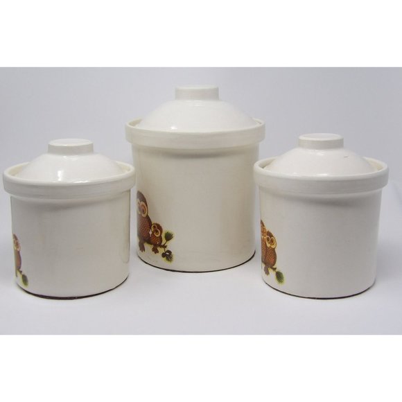 Vintage Owl Canister Set 3 Piece - Picture 2 of 10